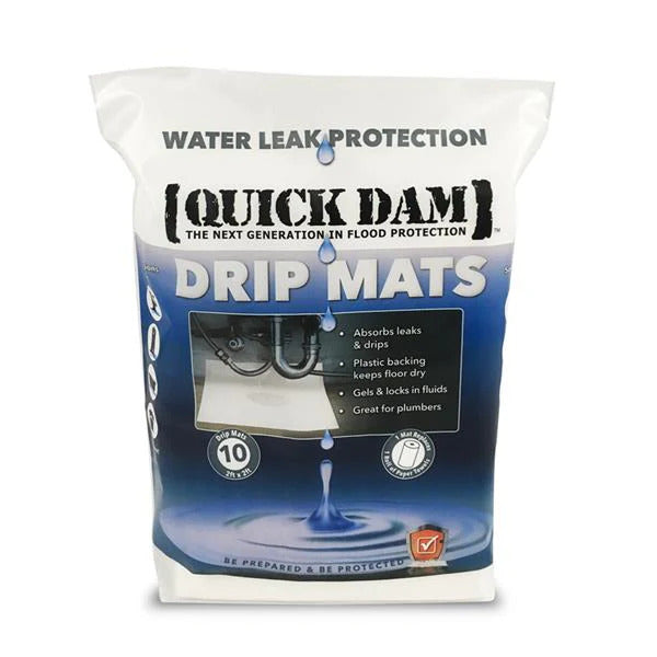 Quick Dam Drip Mat - Absorbs Leaks, Spills & Drips - 60cm x 60cm, 10pk