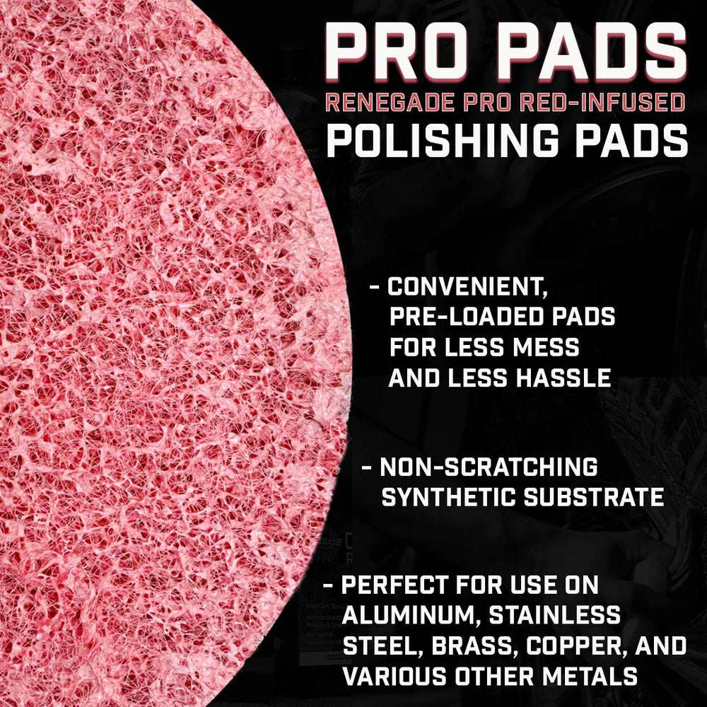 Renegade Pipe Pad - Pro Red Infused Polishing Pads For Aluminium And Stainless