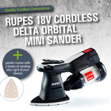 Rupes 18V Cordless Delta Orbital Mini Sander Includes 100 Sanding Discs