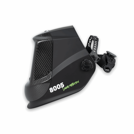 Black protective Helmet with '8005 Laser Protecta' branding 