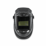 Black welding helmet with a clear visor 