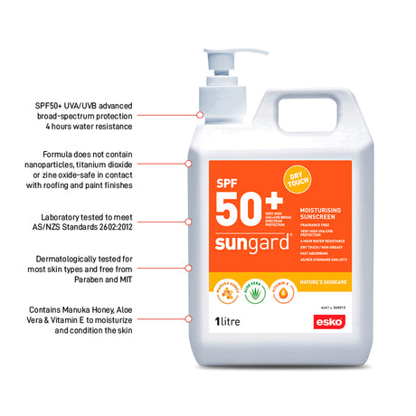 1lt Pump Bottle, SunGard SPF 50+ Sunscreen with Manuka Honey, Aloe Vera & Vitamin E