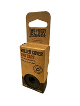 A cardboard retail display box for Two Fussy Blokes Roller Cover End Caps.