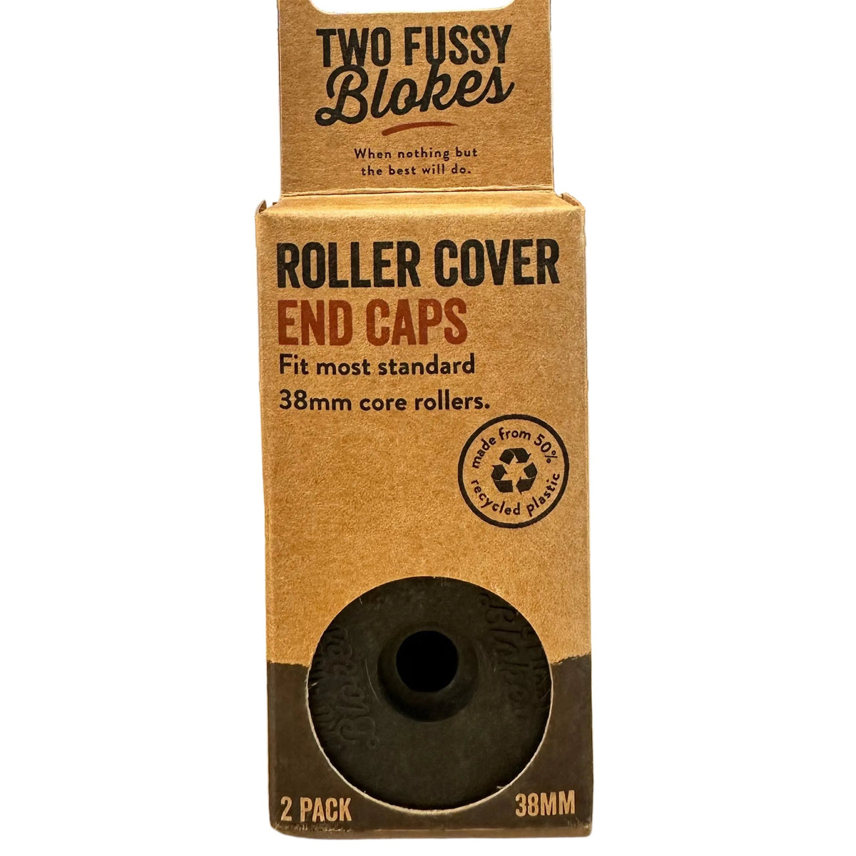 A package of Two Fussy Blokes Roller Cover End Caps