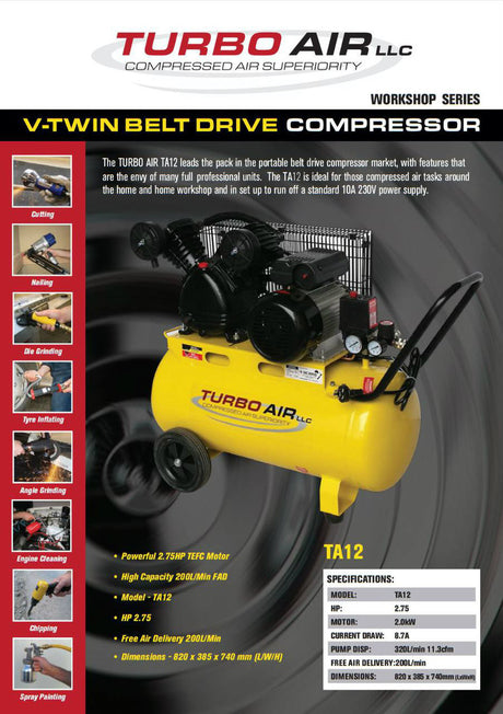 Turbo Air  V-Twin Belt Drive Compressor Brochure