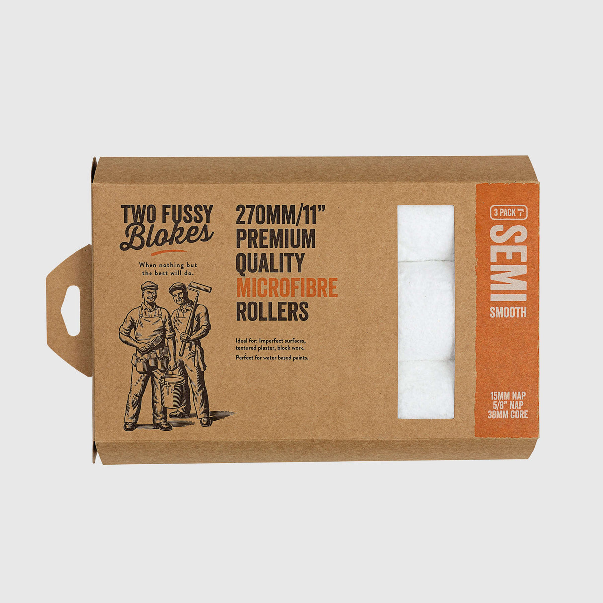 270mm x 15mm - 3 Pack Two Fussy Blokes Microfibre Roller Sleeves