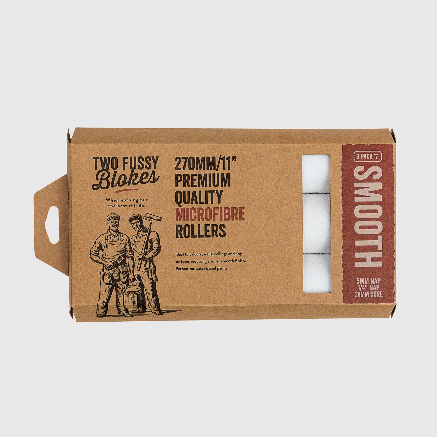 270mm x 5mm Two Fussy Blokes Ultimate Finishing Smooth Microfibre Roller Sleeves - 3 Pack