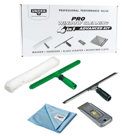 Unger Pro Window Cleaning 4-in-1 Advanced Kit - Clean Your Windows Like A Boss