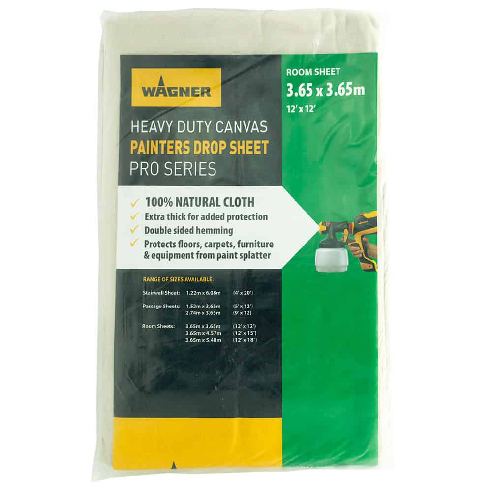Large - Wagner Heavy Duty Canvas Painters Drop Sheets - 12' x 12' (3.6m x 3.6m)