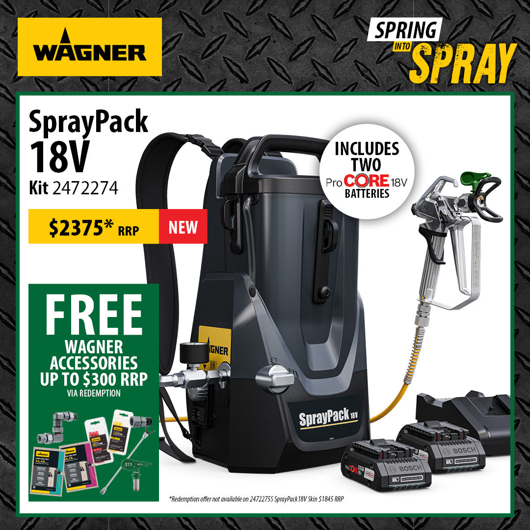 Wagner 18V SprayPack Professional Airless Sprayer - The Ultimate In Cordless Spraying - INCLUDES $300 FREE ACCESSORIES