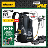 Wagner 18V SprayPack Professional Airless Sprayer - The Ultimate In Cordless Spraying - INCLUDES $300 FREE ACCESSORIES