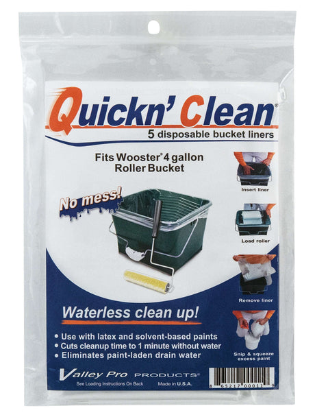 Wooster 4 Gallon Painters Bucket Quickn Clean Disposable Liners - 5 Pack