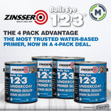 Zinsser Bullseye 123 Water Based Primer - Buy The Box 4 x 3.78L Tins