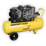 Yellow air compressor with 'Air Command' branding on a white background