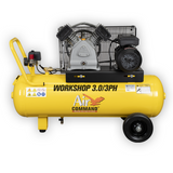 Yellow air compressor with 'Air Command' branding on a white background