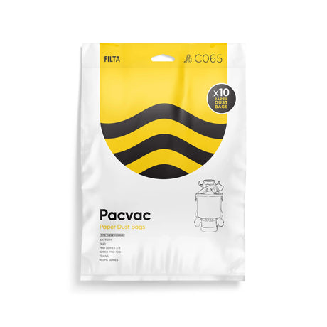 Pacvac Superpro Paper Vacuum Cleaners Bags, 10 Pack