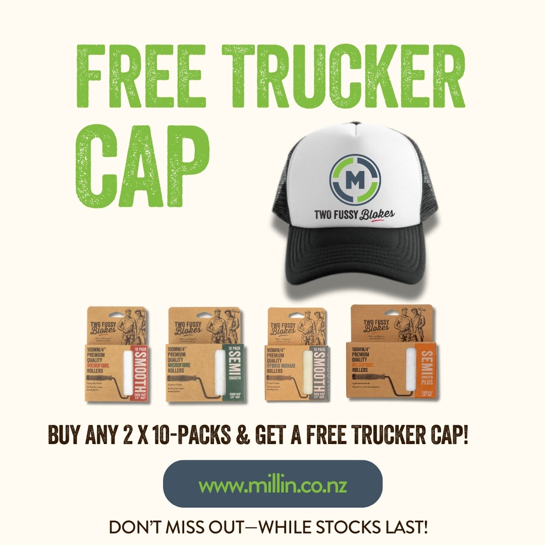 Free Trucker Cap - Buy Any 2 x 10 Packs Of Two Fussy Blokes Mini Roller Sleeves