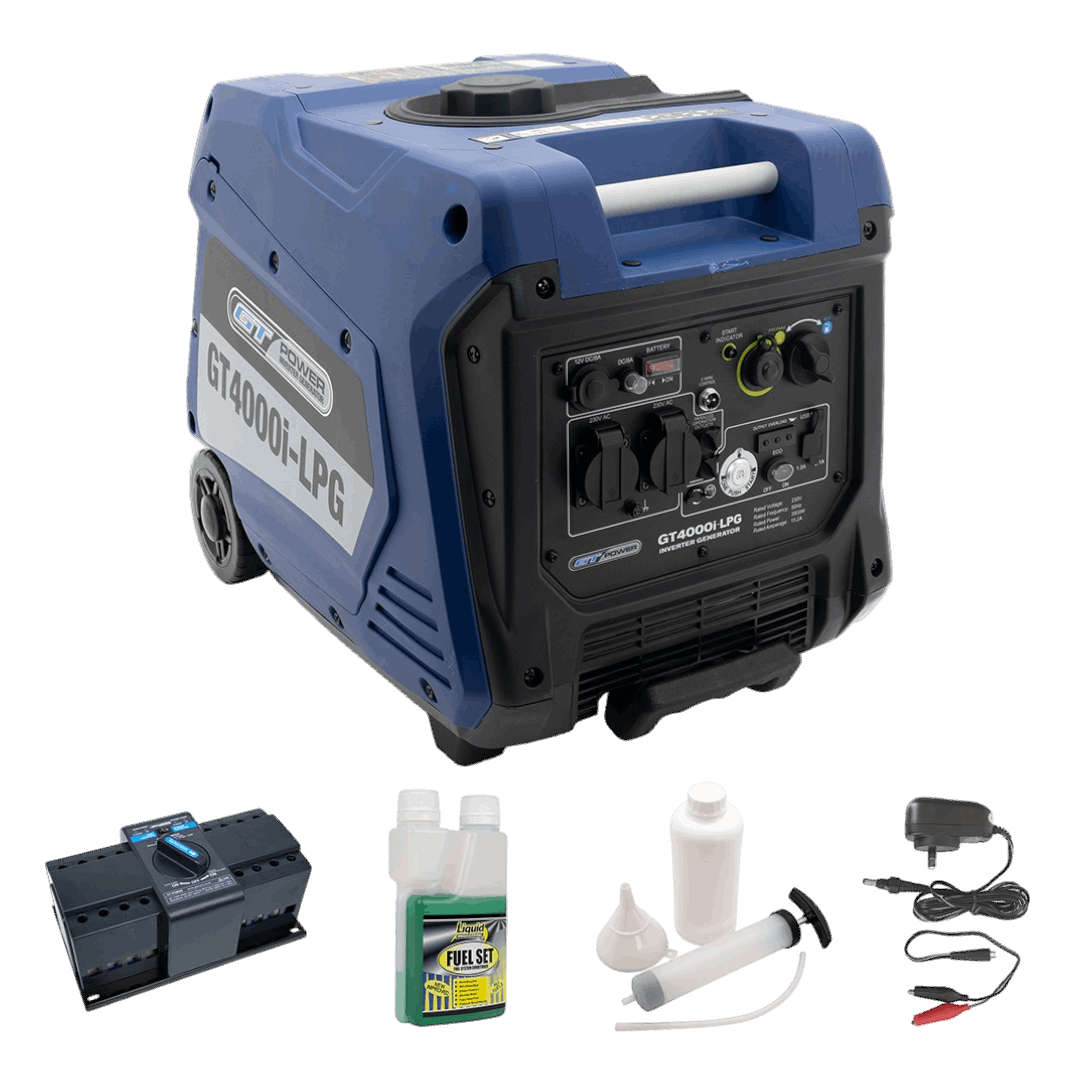 LPG And Petrol Dual Fuel GT Power Silenced Inverter 4000W Generator - Solar Backup Package
