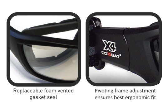 Combat X4 Safety Glasses Pivoting Frame