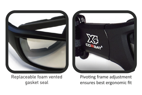 Combat X4 Safety Glasses Pivoting Frame