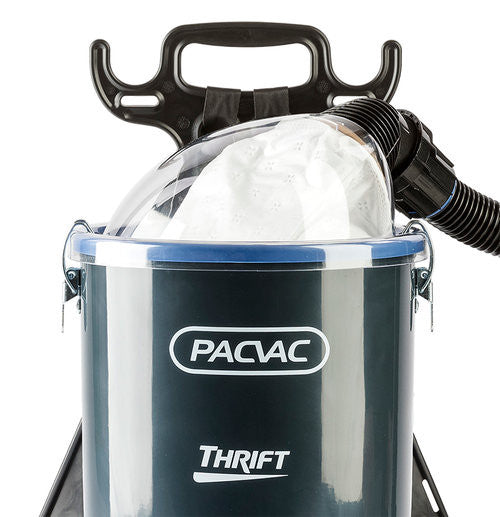 Pacvac Thrift 650 Backpack Vacuum, close up