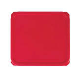 A square red plastic tray with raised rimmed edges, shown from a top-down view on a plain white background.